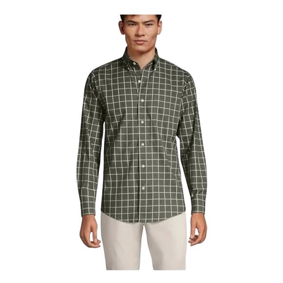 Land's End Mens Tailored Fit No Iron Twill Long Sleeve Shirt - Picture 2 of 5